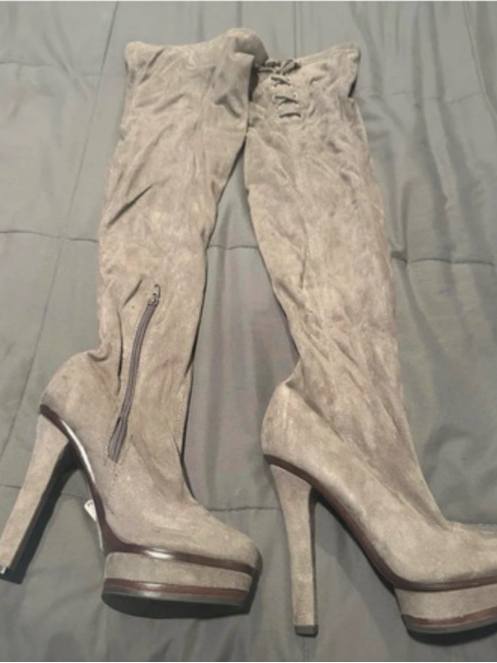Kohl's Taupe Over-the-Knee Platform High Heel Boots
